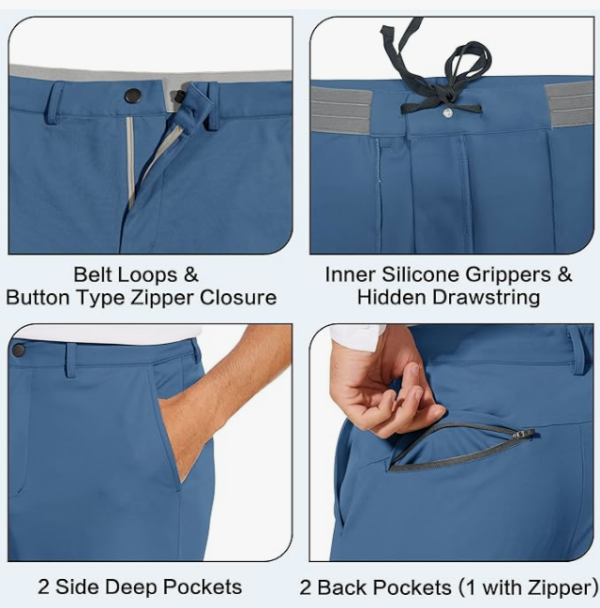 Men's Stretch Golf Joggers – Slim Fit Tapered Pants with Pockets - Image 3